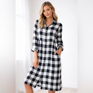 Coldwater Creek Women's Plaid Button Down Lounge Dress